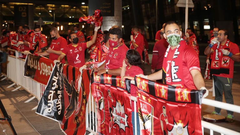 Fans during Al Ahly arrival to Doha