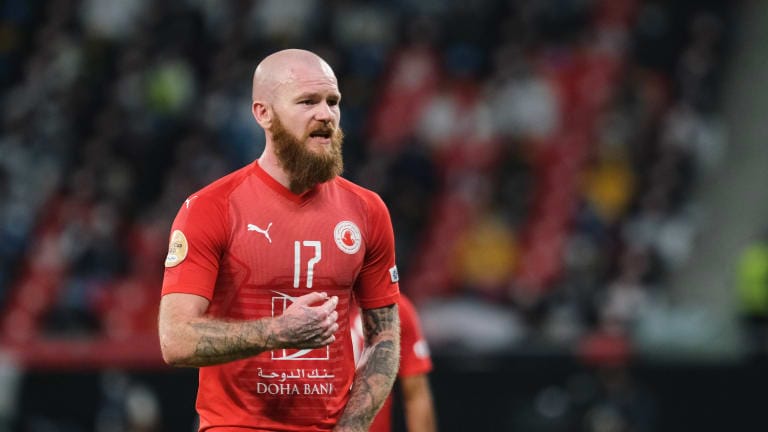 Aron Gunnarsson of Al Arabi in action during the Emir Cup Final between Al Sadd and Al Arabi at Al Rayyan Stadium on December 18, 2020 in Doha, Qatar.