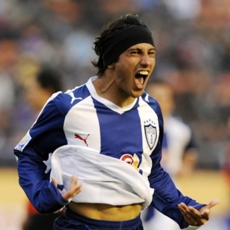 Mexican football club Pachuca forward Damian Alvarez celebrates