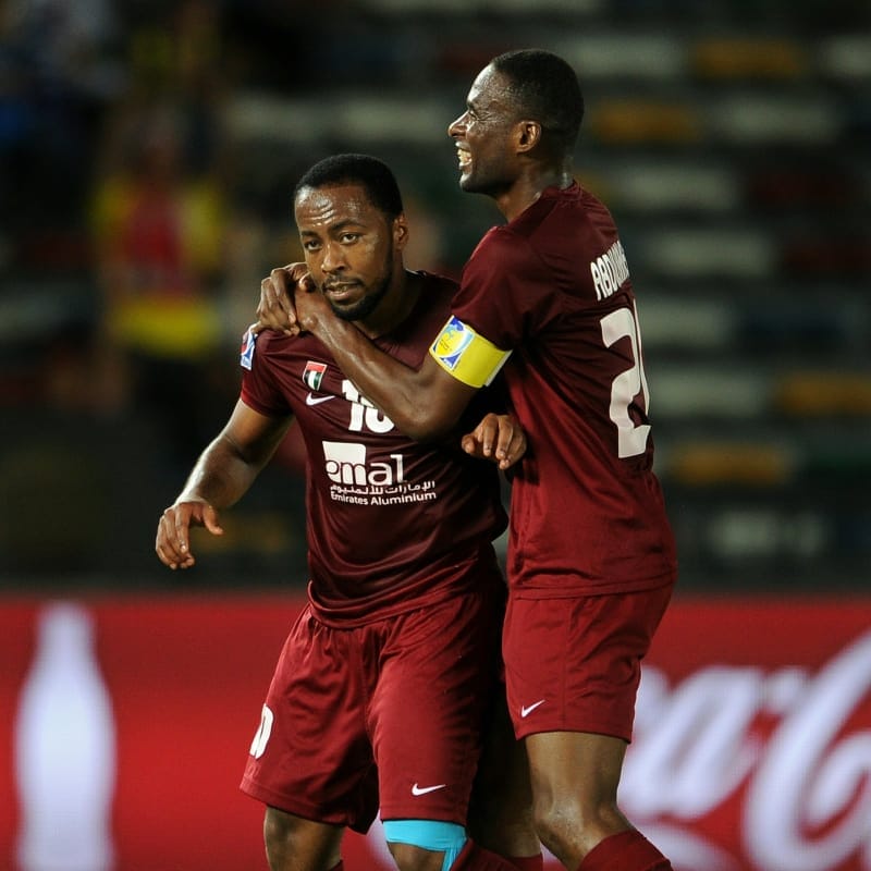 Ismaeil Matar of Al-Wahda Sports Club celebrates scoring
