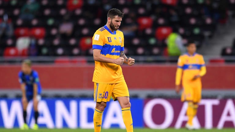 Andre-Pierre Gignac of Tigres UANL celebrates their team's victory at full-time