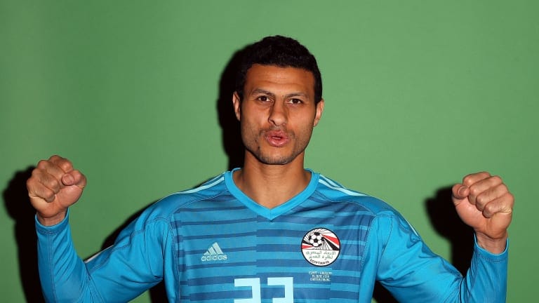 Mohamed El-Shenawy of Egypt poses