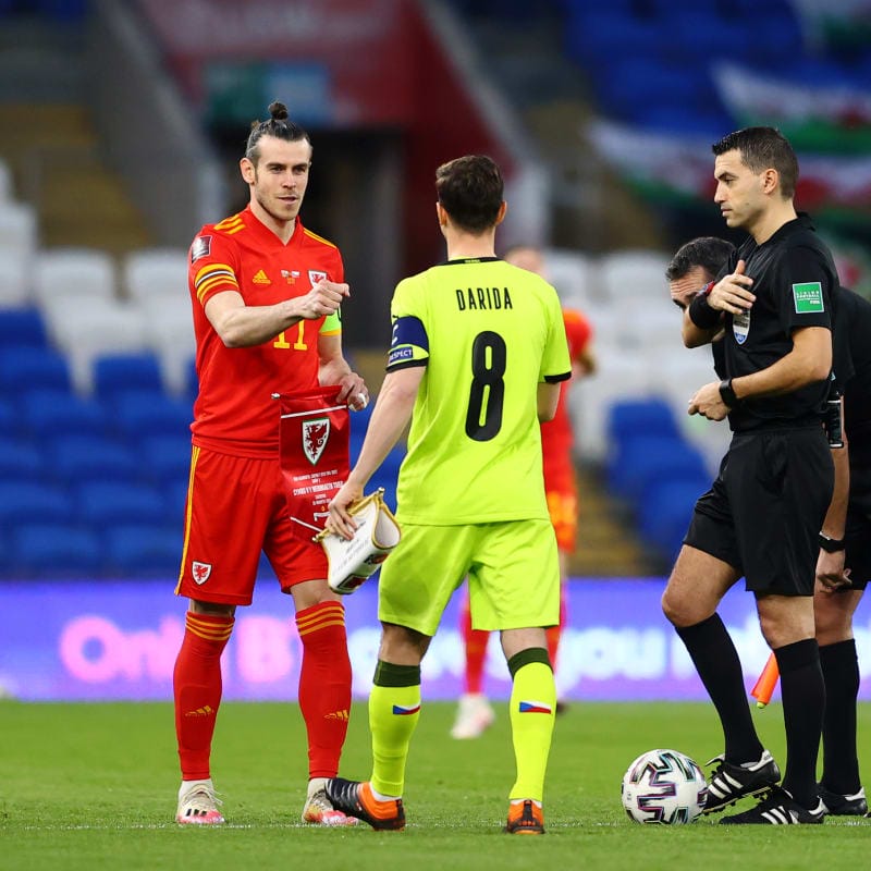 areth Bale of Wales interacts with Vladimir Darida of Czech Republic
