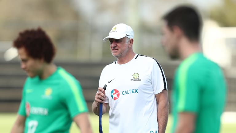 Australia head coach Graham Arnold during a training session