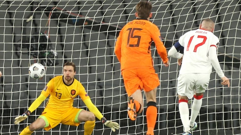Burak Yilmaz puts Turkey 2-0 up against the Netherlands from the penalty spot