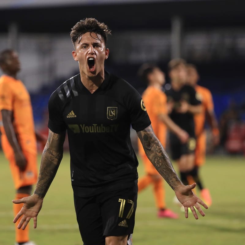&nbsp;Brian Rodriguez #17 of Los Angeles FC celebrates the third goal of his team