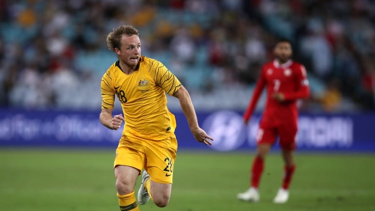 Rhyan Grant of Australia during an international against Lebanon in Sydney, November 2018