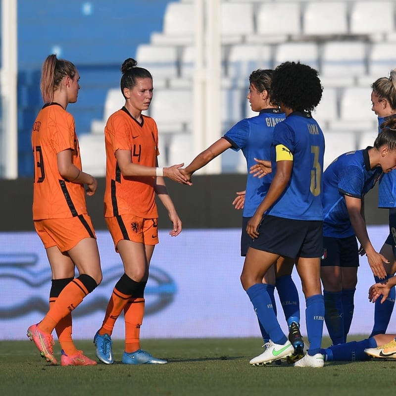 Italian players celebrate the victory during the women international friendly match between Italy and Netherlands&nbsp;