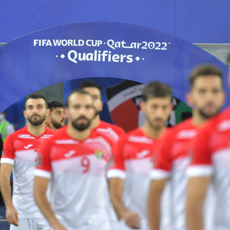Jordan walk out on to the pitch before their FIFA World Cup qualifier against Nepal