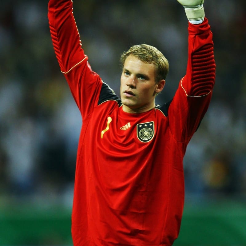 Goalkeeper Manuel Neuer of Germany celebrates after Philipp Lahm scored