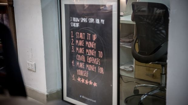 A poster in the Co-Creation Hub in Yaba, Lagos. Photograph: Sally Hayden