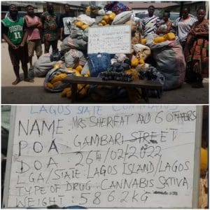 Suspects and Confiscated Drugs from the raid