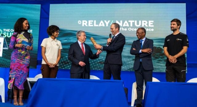Secretary-General António Guterres (3rd left) with some participants after delivering opening remarks at the Ocean Race Summit, held in Cabo Verde. Secretary-General António Guterres (3rd left) with some participants after delivering opening remarks at the Ocean Race Summit, held in Cabo Verde.