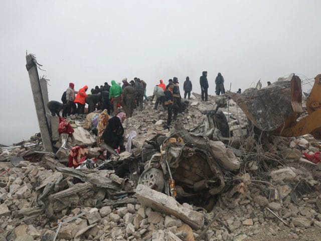 The search for survivors continues in Samada, Syria following the February 6 earthquake . The search for survivors continues in Samada, Syria following the February 6 earthquake .