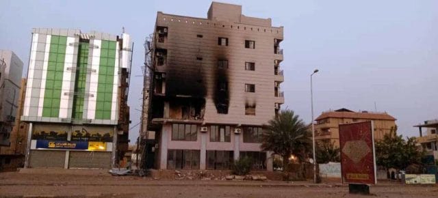 A residential building in Khartoum is damaged after being hit by a missile. A residential building in Khartoum is damaged after being hit by a missile.