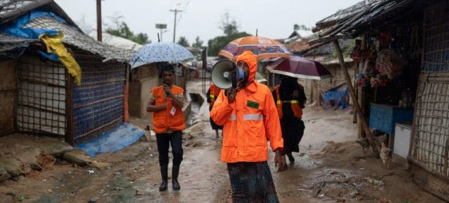 A Rohingya refugee camp in Cox's Bazar prepares for Cyclone Mocha.