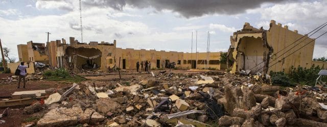 The G5 Sahel Force headquarters was destroyed by a terrorist attack in 2018 in Mopti, Mali. The G5 Sahel Force headquarters was destroyed by a terrorist attack in 2018 in Mopti, Mali.
