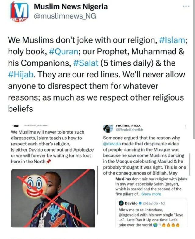 Davido faces criticisms from Muslim