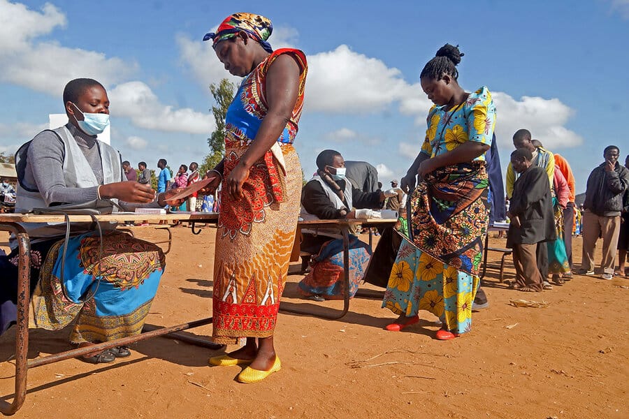 Malawians voting